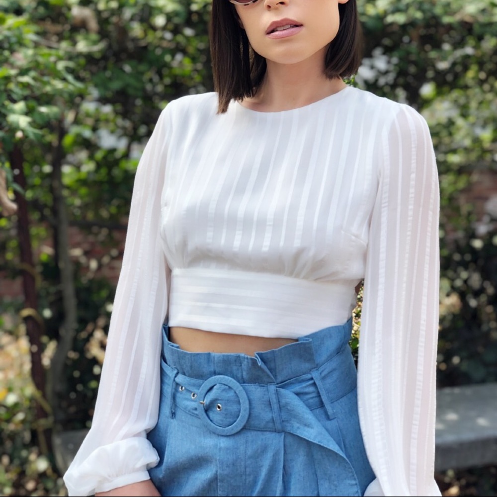 Last 1✨🆕Sanibel White Puff Sleeve Open Back Top - Picture 3 of 8